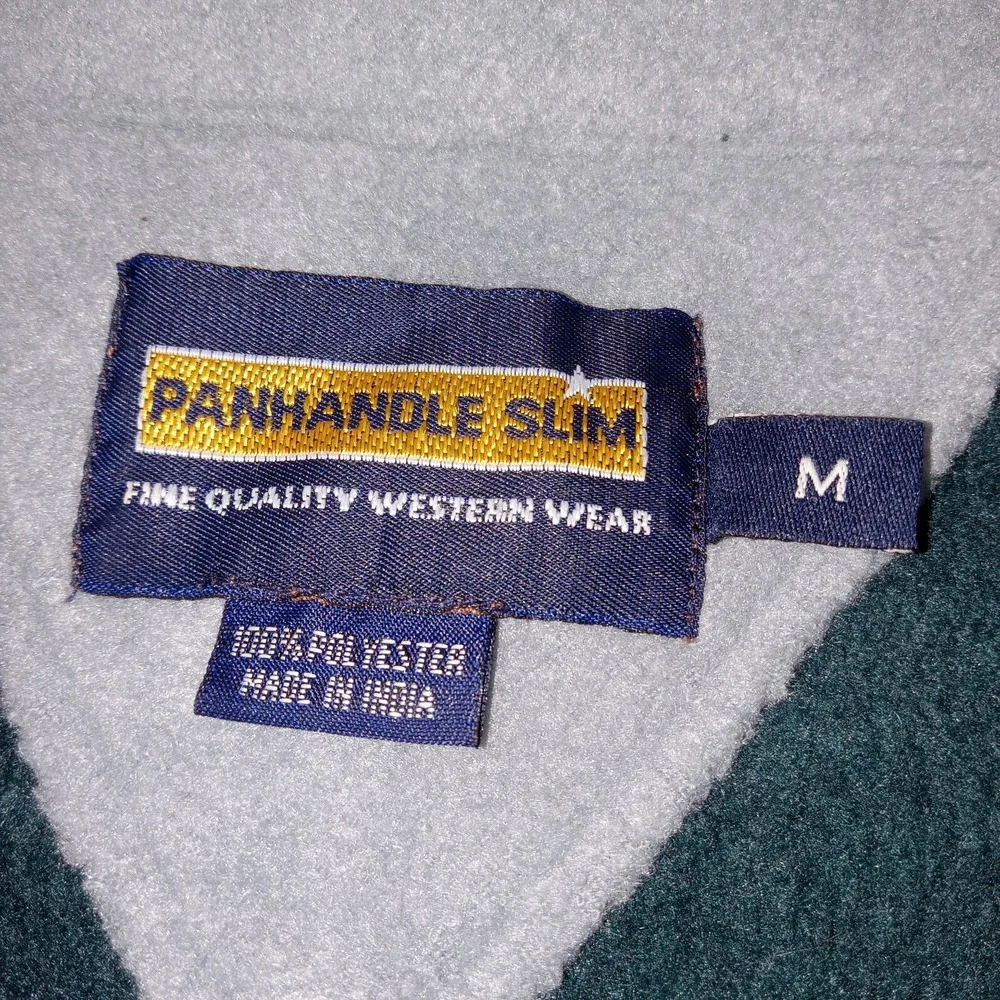 Panhandle‎ Slim 1/4 Zip Fleece Pullover Southwest Men's Medium Blue Green Gray